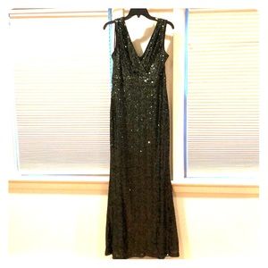 Badgley Mischka Emerald Green Sequin Gown